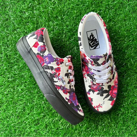 🍀New Vans Era Florals White / Black - Picture 4 of 6